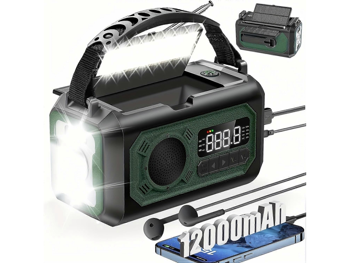 Radio meteorológica de emergencia de 12000 mAh, portátil, con manivela solar, AM/FM NOAA, con 2 paneles solares y 3 métodos de carga GOKOCO