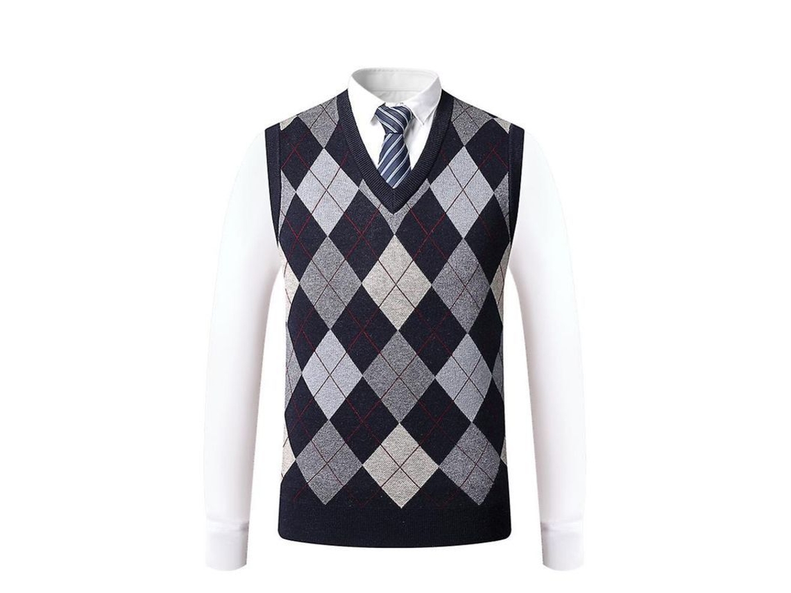 2026-chaleco Sin Mangas De Lana Para Hombre Con Cuello En V, Estilo Clásico, Tallas S-2xl, Suave Y Ligero M Azul Oscuro