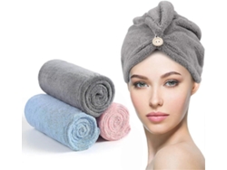 Juego de 3 toallas para secar el cabello, gorro de secado rápido con botones, turbante superabsorbente con diseño de botones. Rosewell