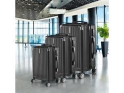 Juego De 3 Maletas Rígidas De Abs - 28"/24"/20" - Equipaje De Cabina Y De Bodega - Color Negro - Ligeras Y Duraderas Para Viajar Sobre 4 Ruedas