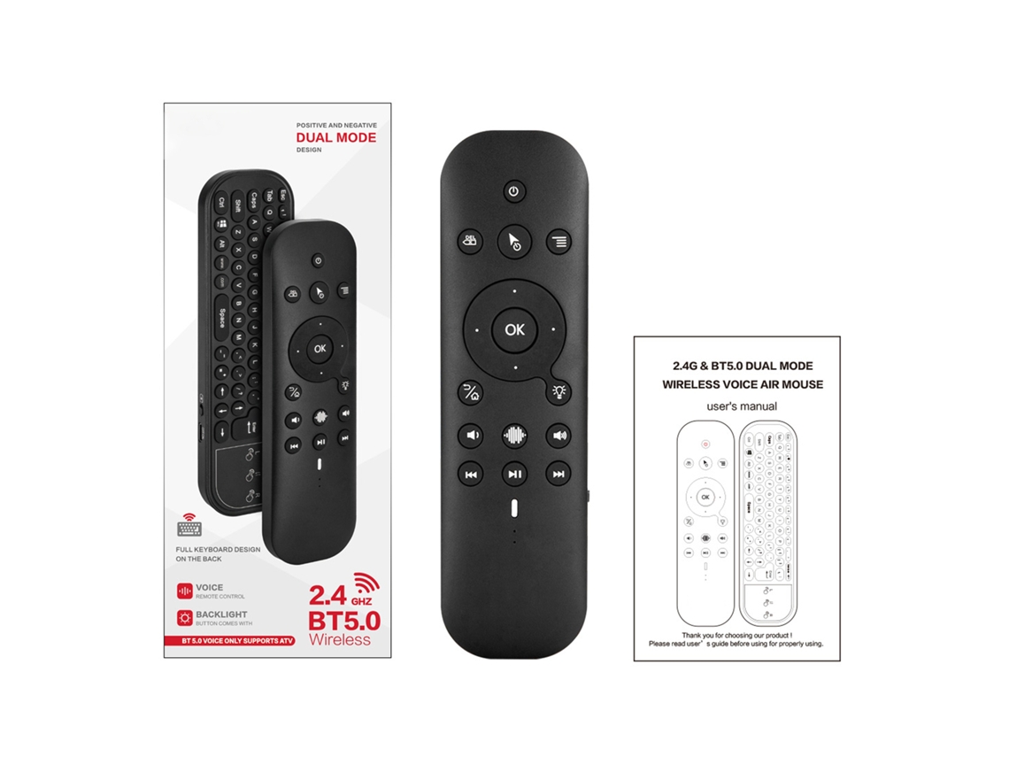 Control Remoto Por Voz De Modo Dual G60spro Bt 2.4g Con Teclado Para Smart Tv, Android Tv Box Y Pc.