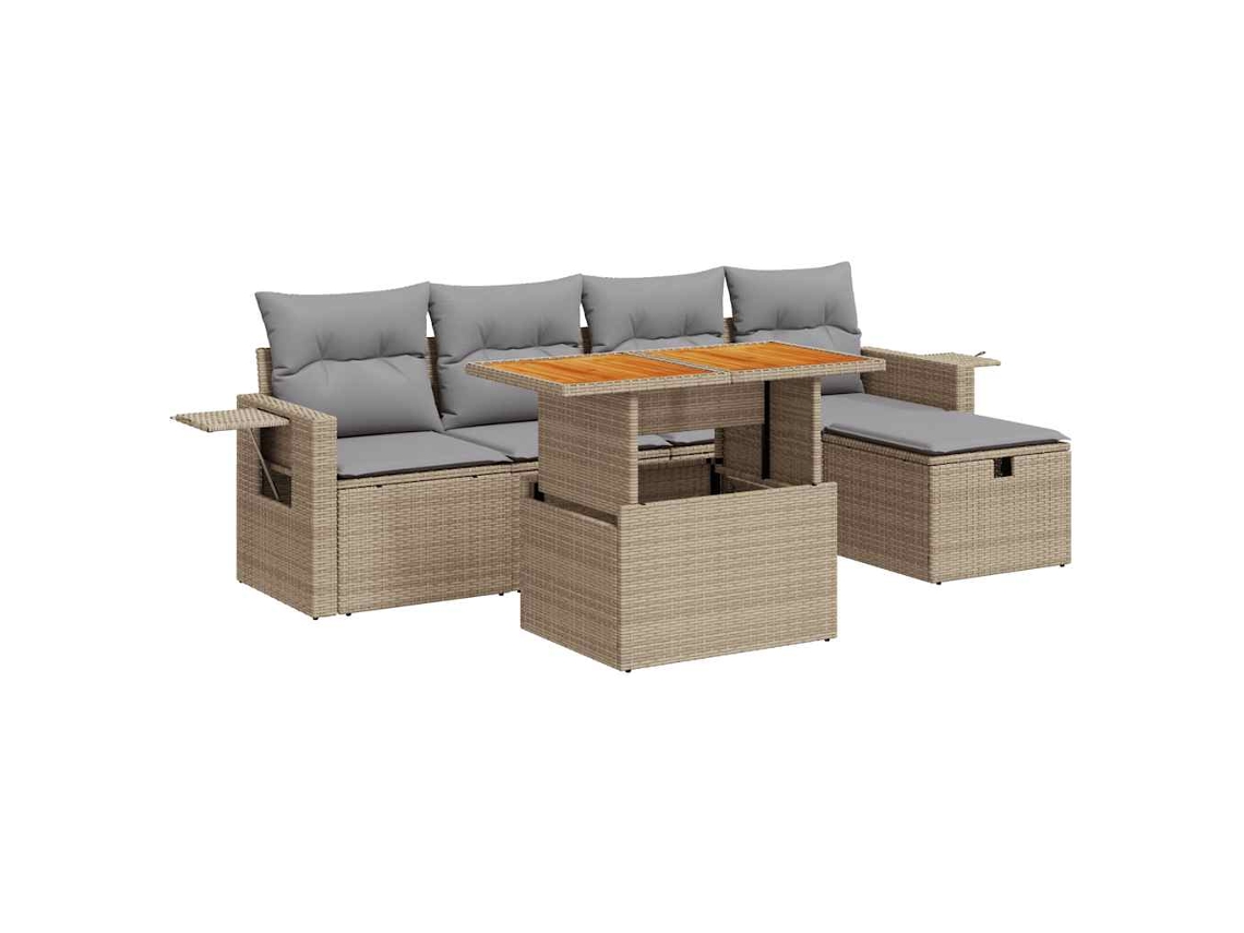Conjunto 6 sofás jardín y cojines VIDAXL ratán sintético acacia beige