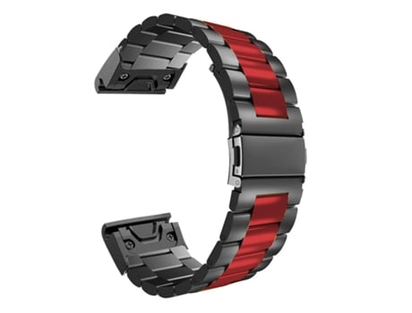 Correa Acero Inoxidável Adaptable Negro y Rojo para Garmin Fenix 7 Solar Edition