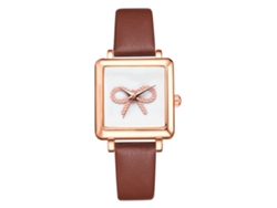 Reloj Casual Para Mujer Lvpai P713 Con Cordón De Nudo De Cinta Cuadrada, Blanco, Correa Marrón