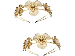Conjunto de 2 tiaras dobles de metal con detalles dorados: un elegante accesorio para bodas, sesiones de fotos y fiestas.