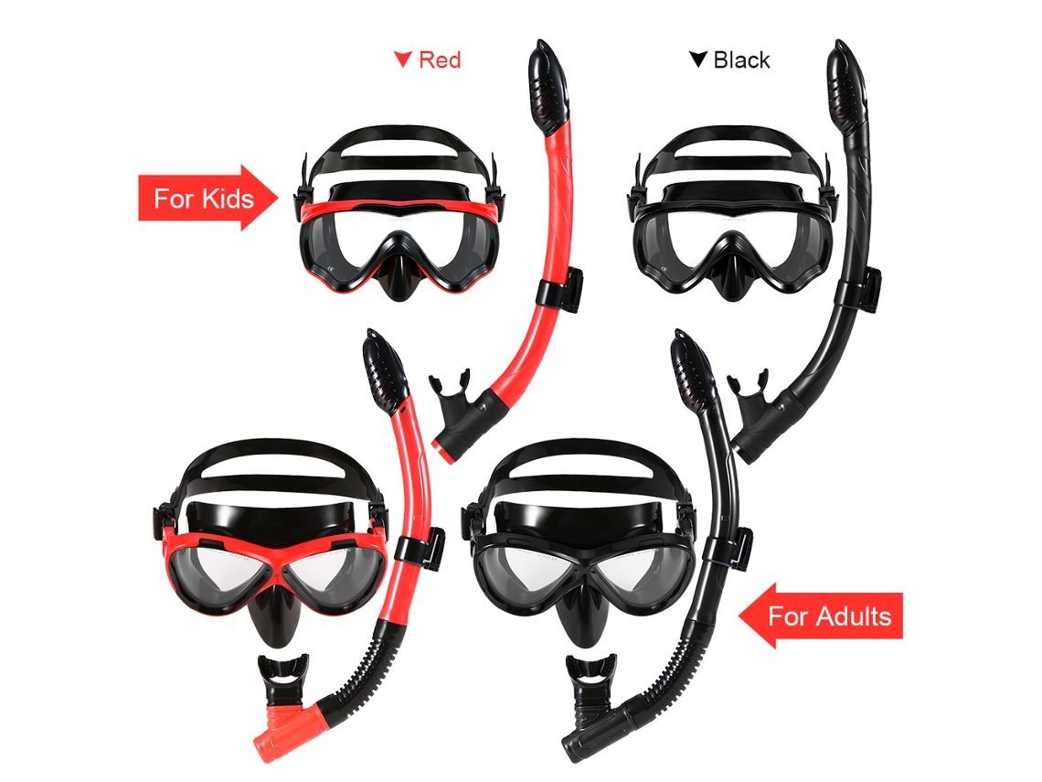 Conjunto De Máscara Y Tubo De Snorkel Para Niños Y Adultos, Lente De Silicona Templada, A Prueba De Fugas.