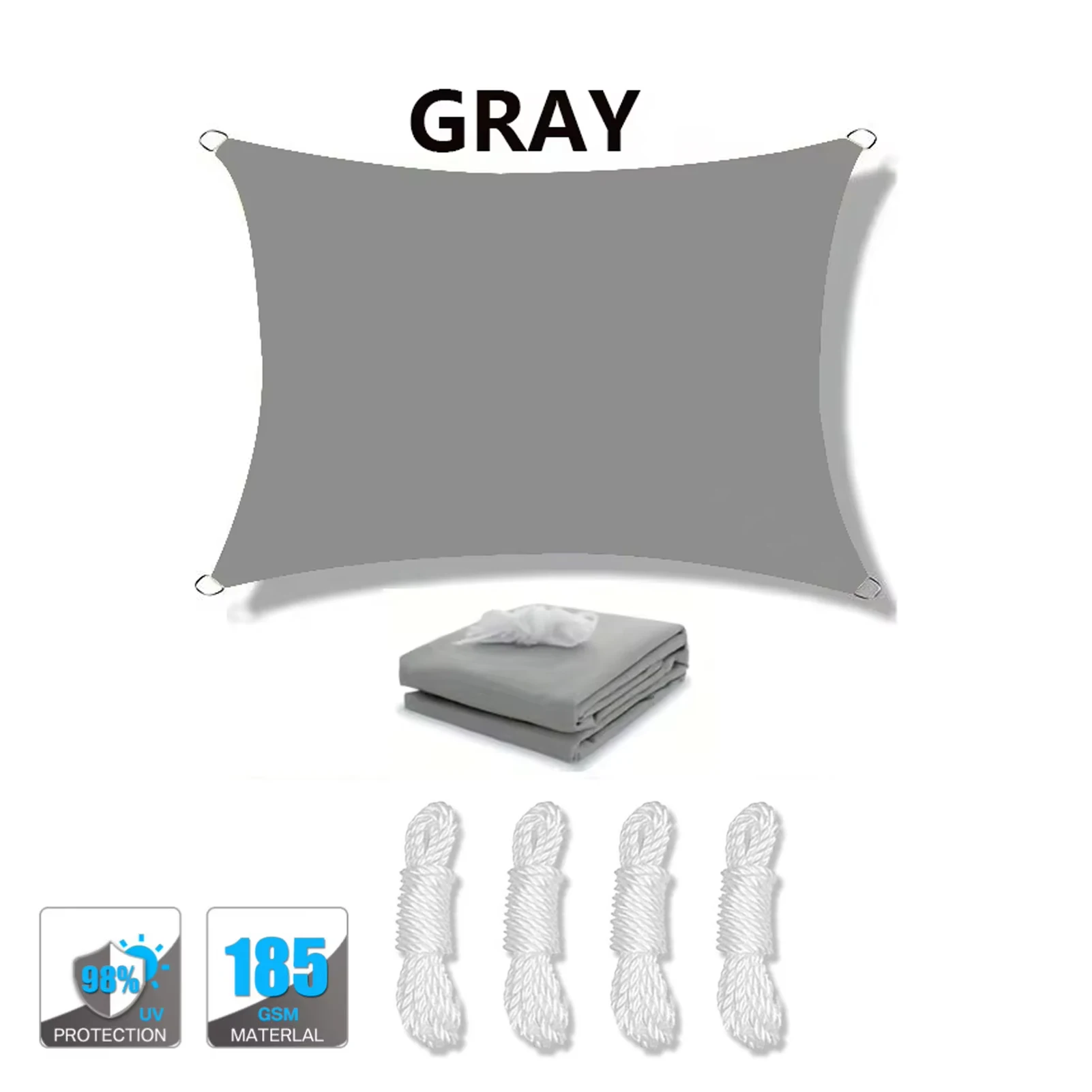(gris, 200x200cm) Toldo Impermeable, Protección Uv Del 95%, Alta Densidad, Transpirable, Apto Para Patios, Piscinas, Etc.