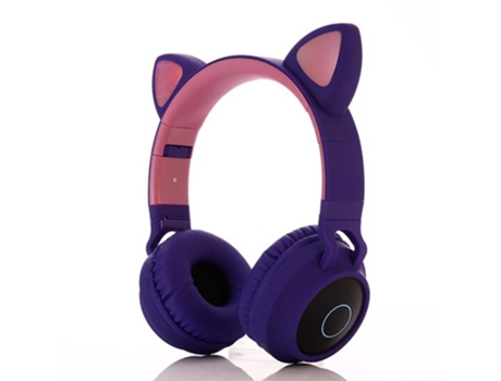 Auriculares Bluetooth Lx-BT028C-Oreja de gato - Púrpura Inalámbrico para niños Oreja de gato Inalámbrico/con cable LED Iluminado para niños Auricul...