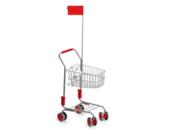 Carrito de compras Small Foot con asiento para muñecas, carrito de compras de juguete gris