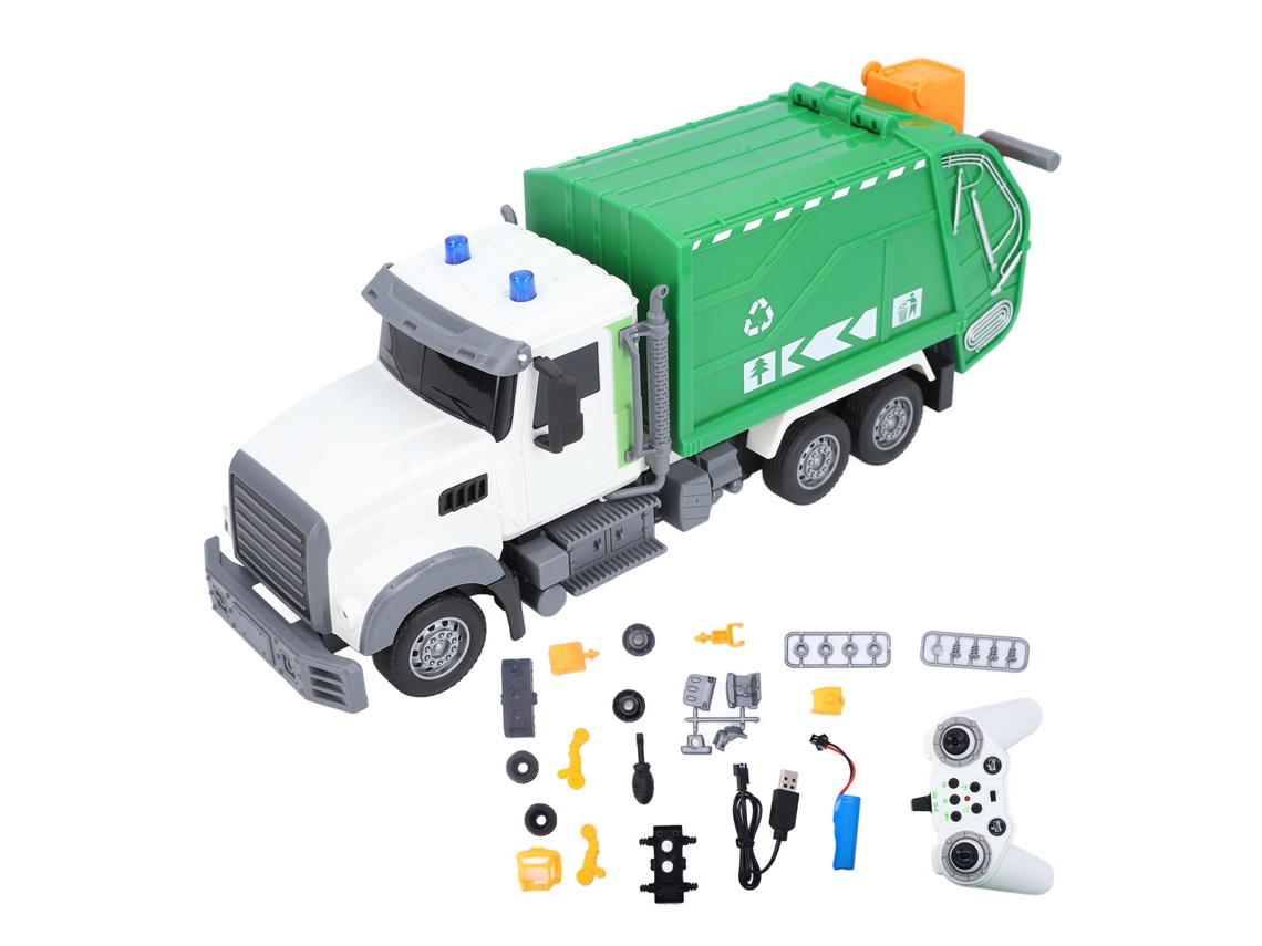 Camión de basura teledirigido 2026 con luz y música, control remoto de 11 canales, juguete electrónico de descarga automática para niños.