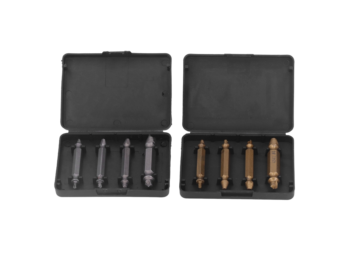 Kit Extractor De Tornillos Rotos De 8 Piezas - Elimina Tornillos Dañados - Herramienta Plateada Y Dorada