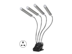 Lámpara De Cultivo Led De 4 Cabezales Y 96 W Con Brazo Flexible Ajustable Para Plantas De Interior, Enchufe Británico.