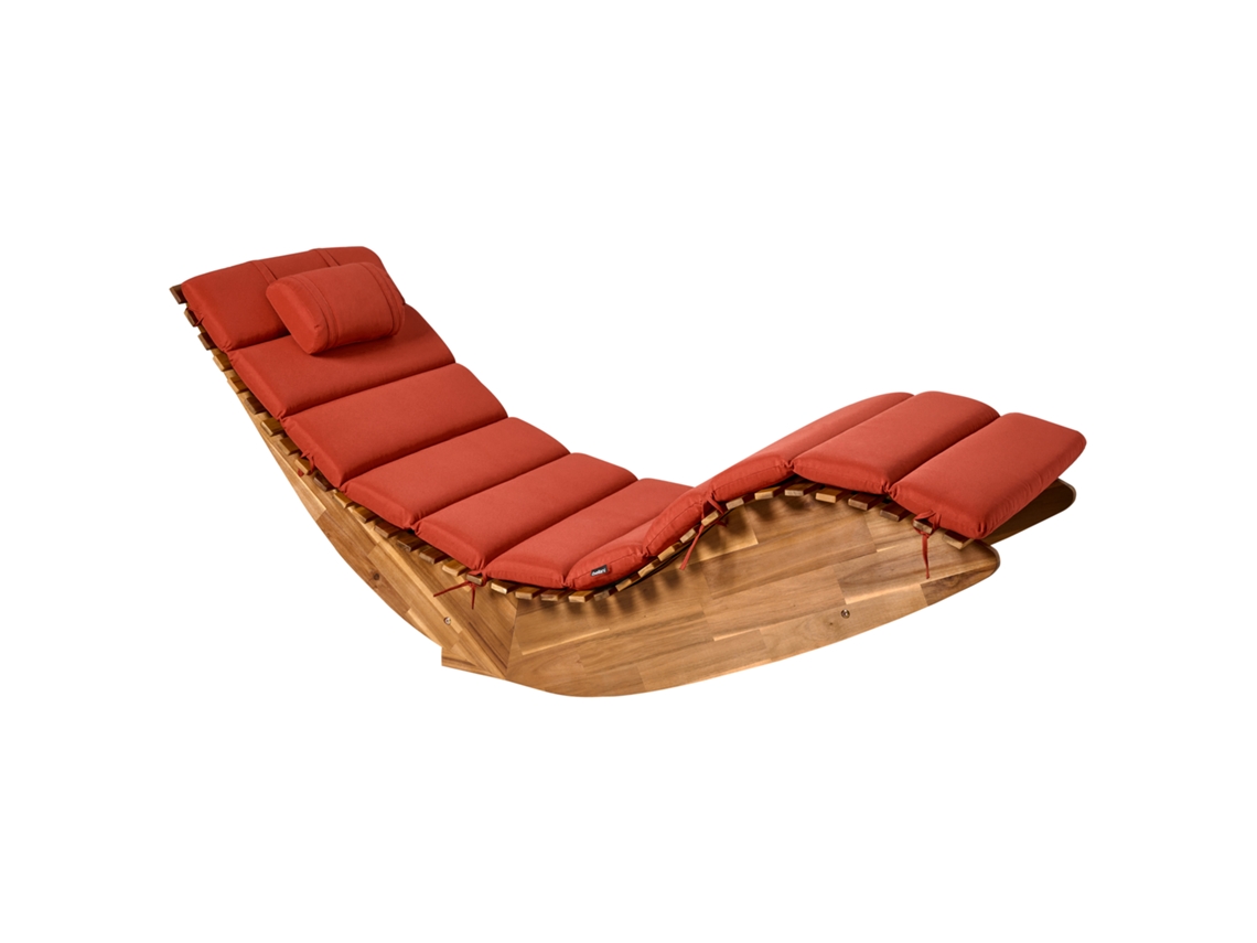Beliani Brescia Premium Mecedora Exterior Tumbona Madera Madera Clara 60x176x90