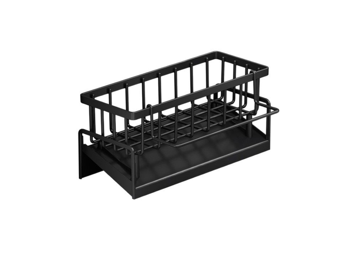 Escurridor de fregadero con soporte para paños de cocina, plástico negro, organizador Tommy01