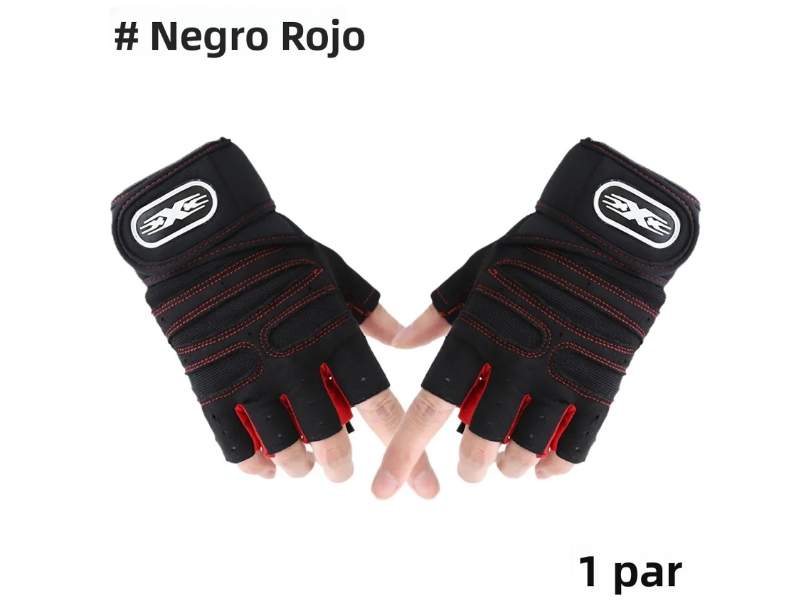 Muñequera deportiva, especial para levantamiento de pesas, 1 par, para entrenamiento en gimnasio, antideslizante, Mdug (negro y rojo XL)