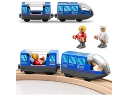 Tren Eléctrico Con Pilas Incluidas - Compatible Con Thomas Brio Chuggington Y Vías De Madera - Azul