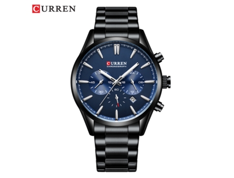 Relojes de Moda para Hombres Relojes de Pulsera multifunción Impermeables de Cuarzo con Fecha Reloj para Hombres-Concha Negra Azul LUUCOZK