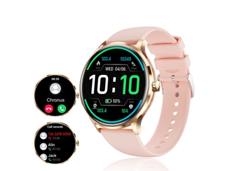 Smartwatch BISBISOUS QS80 1.39 Pulgadas Bluetooth 5.2 TFT Full Touch IP67 iPhone Android Rosa