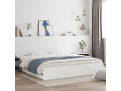 Estructura Cama Con Cajones Madera Ingeniería Blanca 200x200 Cm
