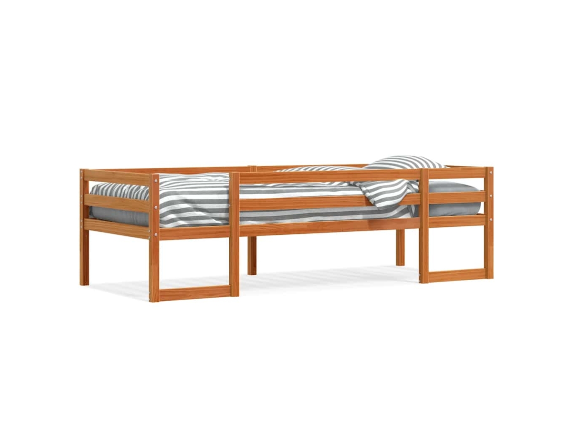 Estructura de cama infantil 75x190 cm Pino macizo marrón miel Dkd Home Decor