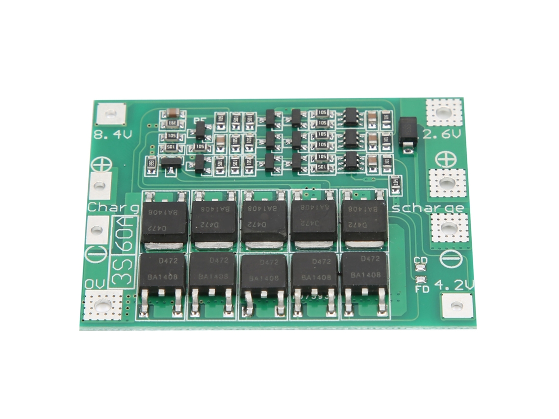TRUYUETY Placa de Protección para Batería de Litio 3S 60A Cargador Li-ion Versión Mejorada DC 12,6V