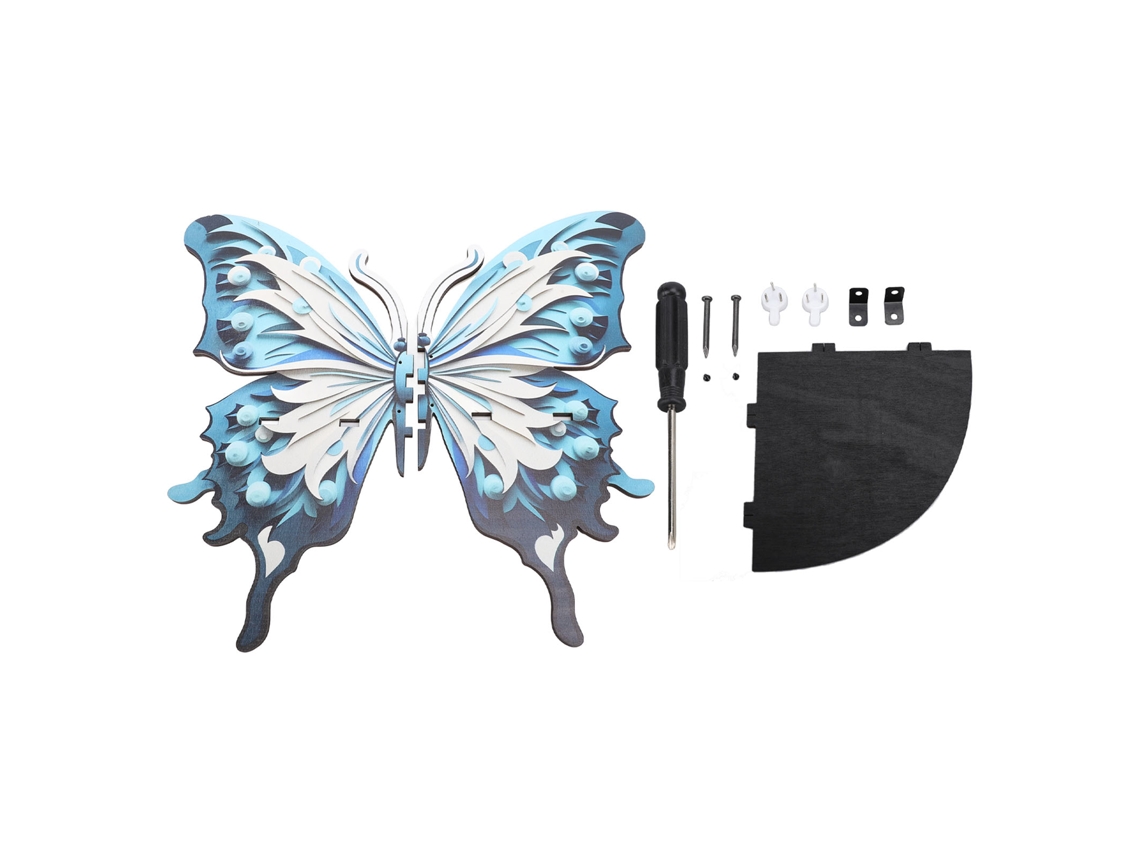 Estantería Esquinera Mariposa De Madera Aesthetic, Estante Montado En Pared Multifuncional Para Sala Y Dormitorio Azul Y Blanco