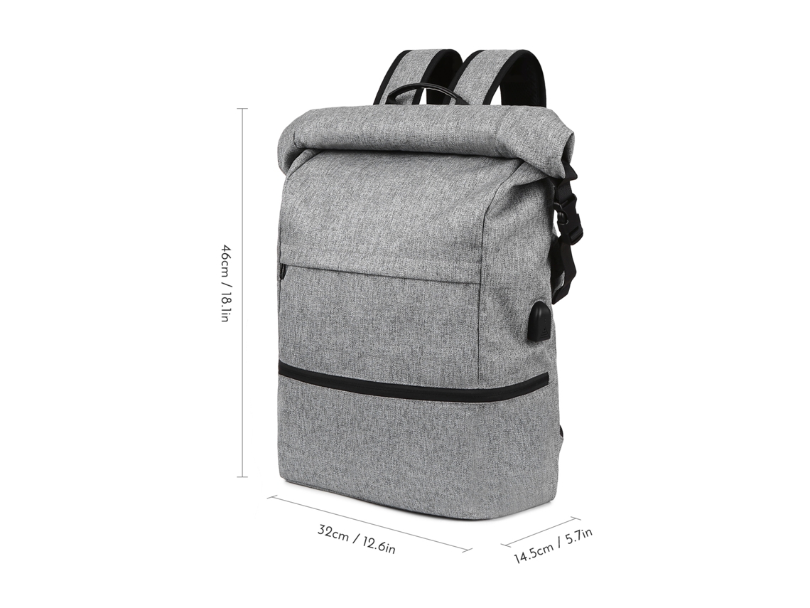 Mochila Multifuncional Lixada Gris Para Portátil, Mochila Escolar Y De Viaje, Mochila Con Tapa Enrollable.