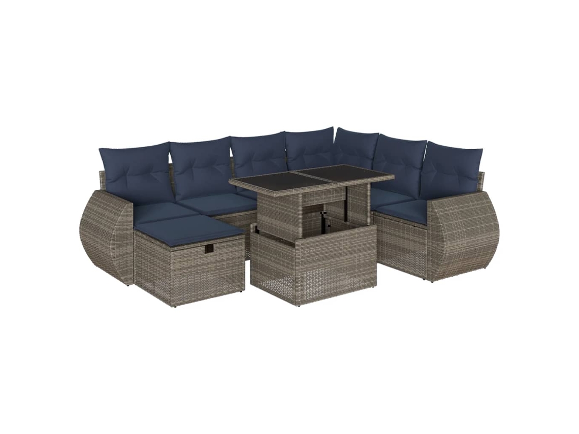 Maison Exclusive - Conjunto De Sofá De Jardín De 8 Piezas Con Cojines, Poliratán Gris