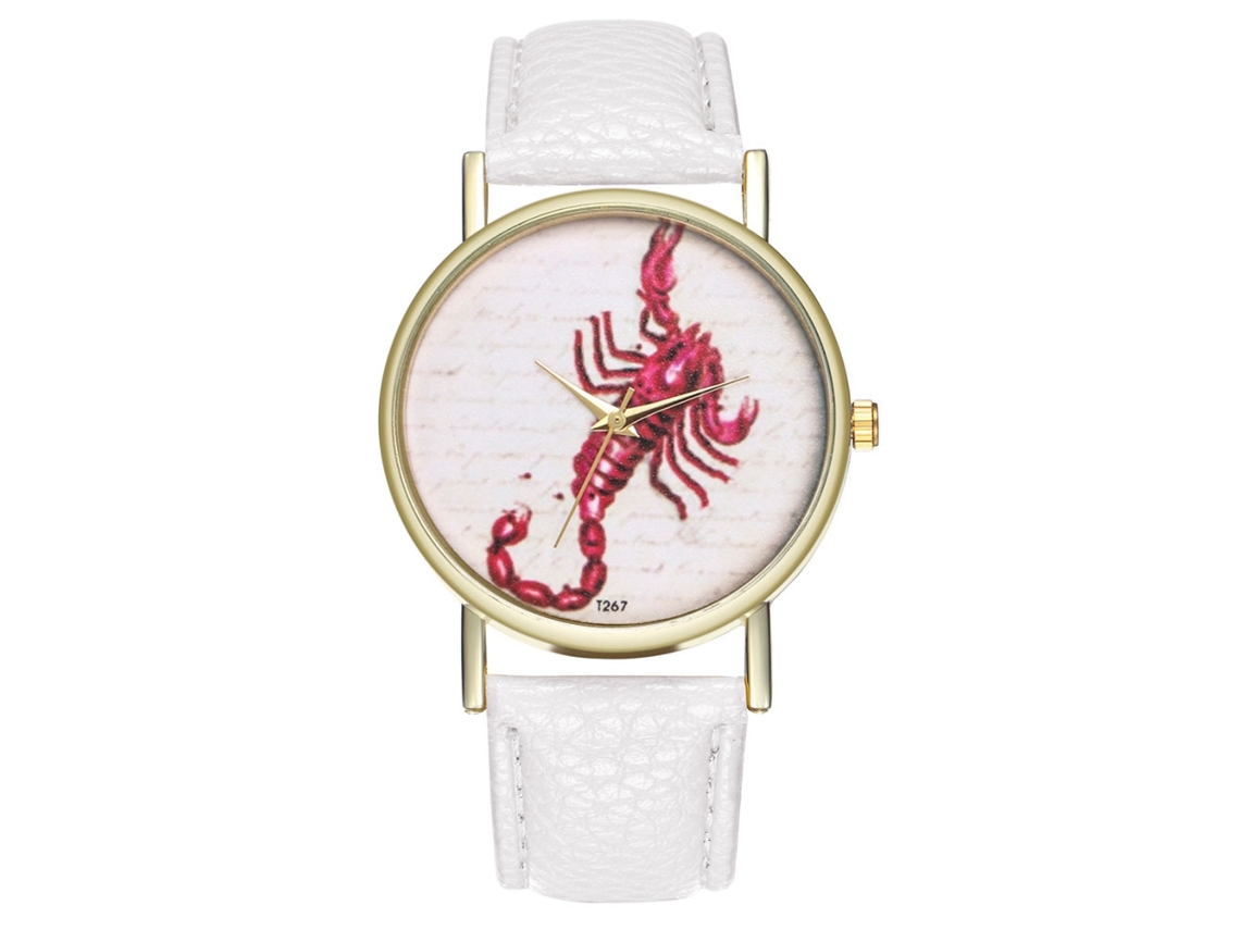Reloj De Pulsera Unisex Scorpio Zhoulianfa T267-a Con Correa De Pu, Pantalla Analógica Sencilla, Blanco.