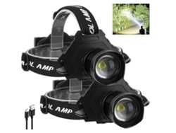 Sj-Td007 Linterna Frontal Led Recargable Super Brillante con 100000 Lúmenes Recargable 5 Modos Ajustable a 90 Ipx7 Impermeable Negro TURMIN