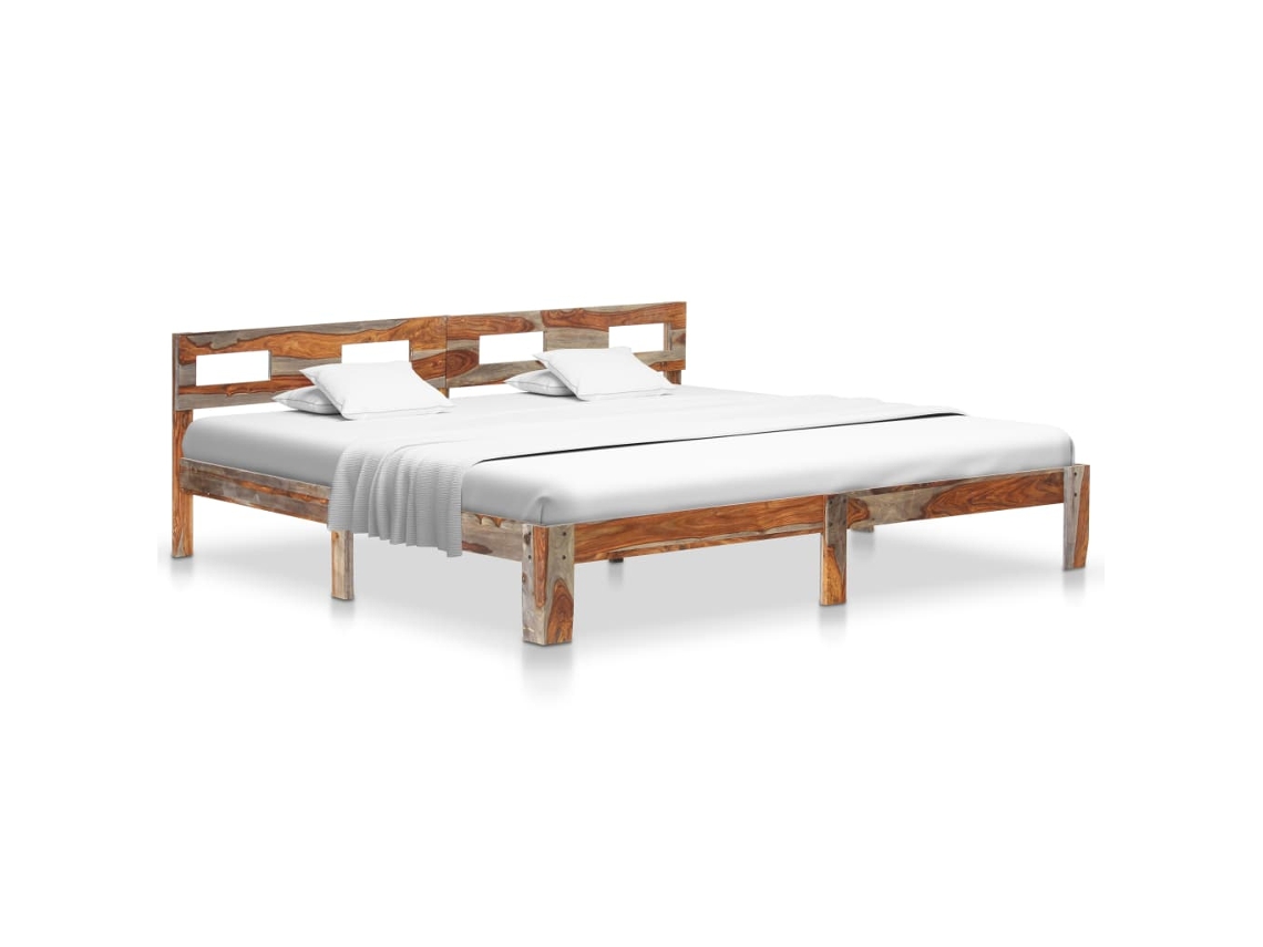 Estructura De Cama Sin Colchón Madera Maciza 200x200 Cm