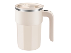 Taza Automezcladora, 355 Ml, Color Crema | Recargable, Ideal Para Amantes Del Café Y Para Uso En La Oficina (blanco)