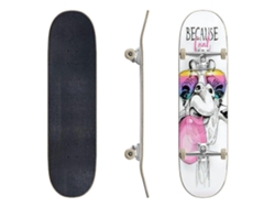 Jirafa de la diversión en patines de cristal arcoíris con una tableta rosa metalizada