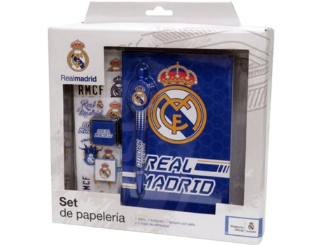 Real Madrid Set papelería en caja accesorios de sobremesa complementos oficina multicolor 60150