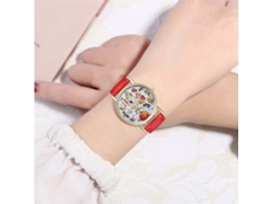 Reloj De Pulsera Unisex De Moda Con Correa De Cuero Sintético Y Diseño De Fruta Roja.