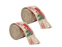 2 Cintas Navideñas Con Estampado De Camión Retro De 5 Metros, Imitación Lino, Para Decoración Y Embalaje.