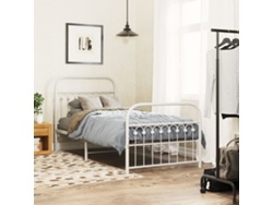 Estructura Cama Sin Colchón Con Estribo Metal Blanco 90x200 Cm