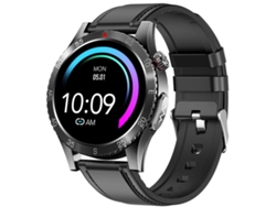 Smartwatch con ECG y correa de piel de 1,43 pulgadas, con asistente de voz inteligente. (negro)