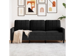 Sofá de 3 plazas - Sofá para salón - Sofá de relax de 180 cm, terciopelo negro HARLANV1
