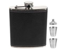 1 Cantimplora De Acero Inoxidable Portátil 7oz Sin Fugas Con Embudo Para Alcohol Y Actividades Al Aire Libre 12,5x9,5 Cm Negro