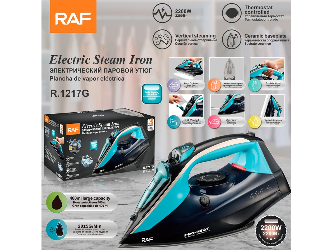 Plancha De Vapor De 2200 W (negra) - Estándar Europeo - Tres Configuraciones De Temperatura - Presión - Alta Potencia - Plancha Eléctrica