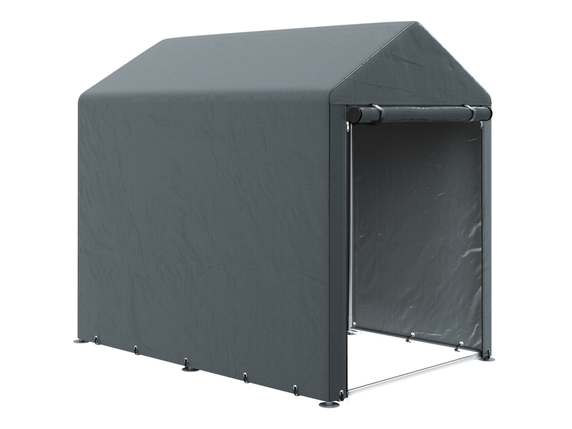 Refugio para herramientas para bicicletas y motocicletas 1.2x1.8x1.65 M Garaje portátil con 2 compartimentos Gris oscuro PMM CAPITALI