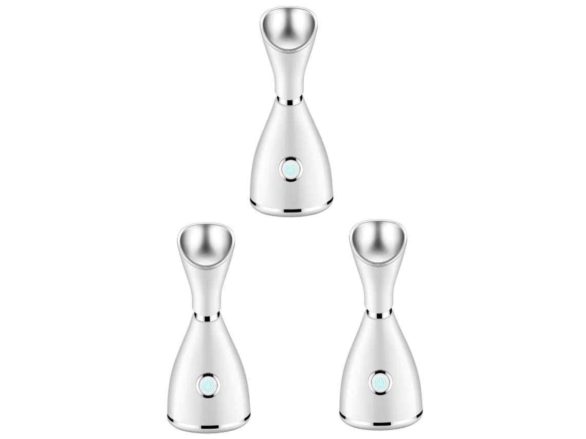 3 piezas de instrumento de limpieza doméstico nano, instrumento de belleza facial a vapor, instrumento de vapor facial, pulverizador cosmético, blanco mediano Yemaesre