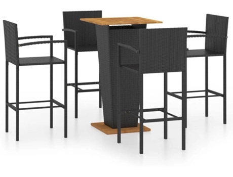 Conjunto 5 Conjunto de bar para jardín VIDAXL negro