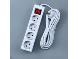 Cable De Extensión De 4 Secciones, 3 Metros De Largo, Color Blanco.