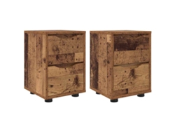 Maison Exclusive - Mesas De Noche Con Cajón 2 Pcs Madera Vieja 30,5 X 30 X 43 Cm