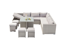 Conjunto de muebles de jardín de resina gris de 10 plazas SAMOA 220x63 cm CONCEPT U