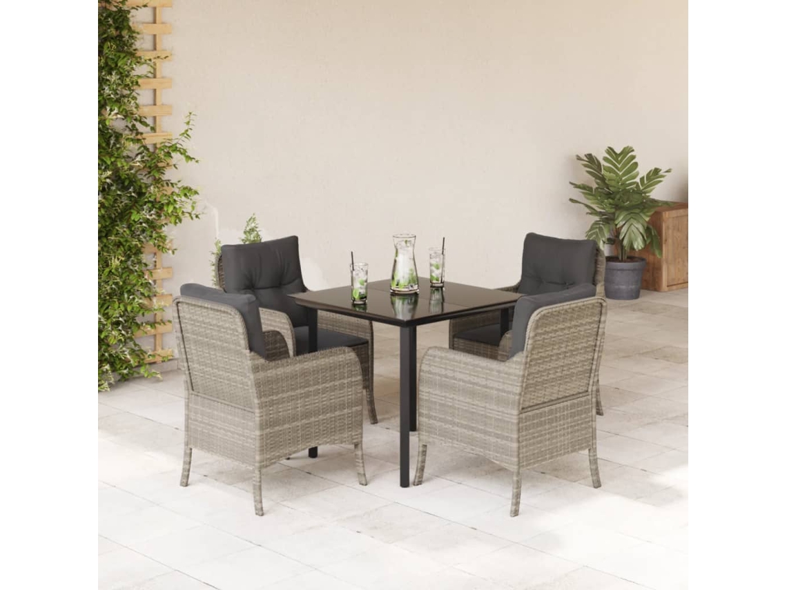 Juego de comedor de jardín de 5 piezas DKD Home Decor con cojines gris claro