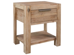Mesita de Noche con Cajón 40X30X48 Cm Madera Acacia Maciza