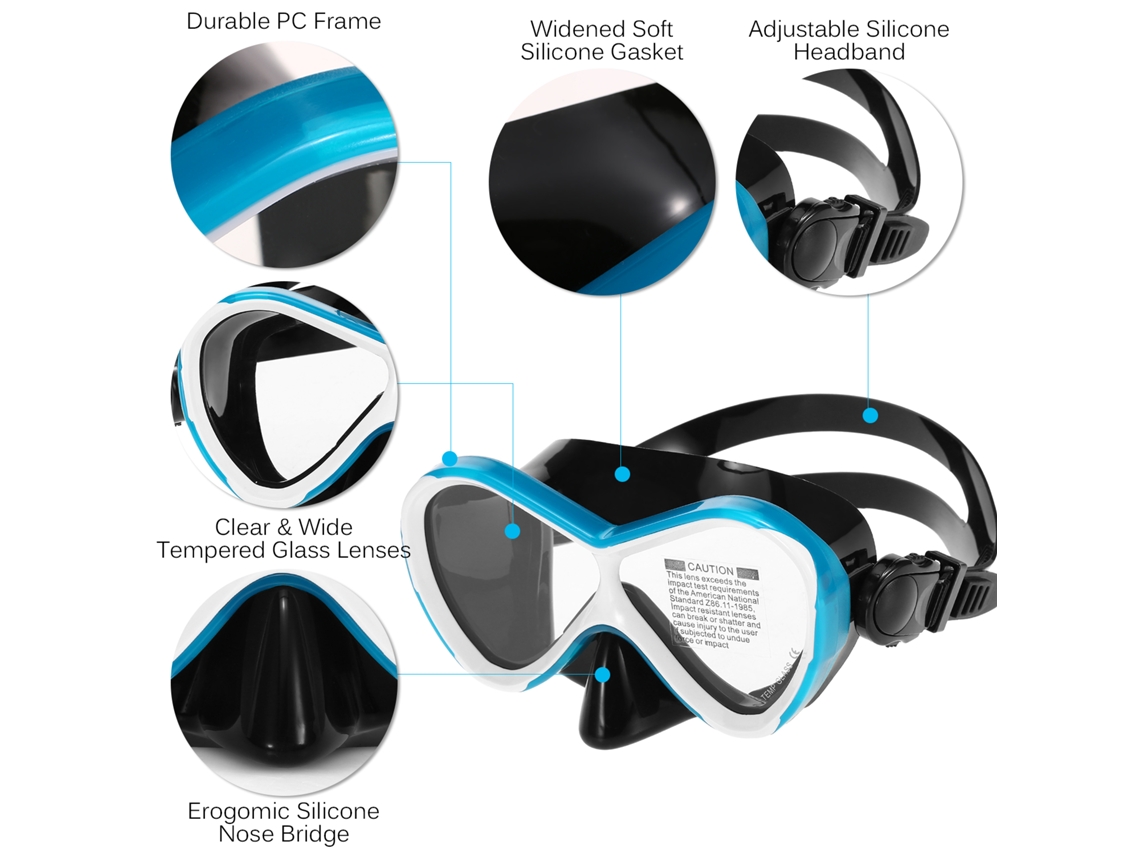 Kit De Snorkel Para Niños Con Gafas, Tubo Seco Y Aletas Ajustables (3 Piezas)